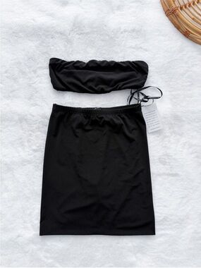 Black Halo Women's 2-Piece Bandeau Top & Skirt Set Black NEW